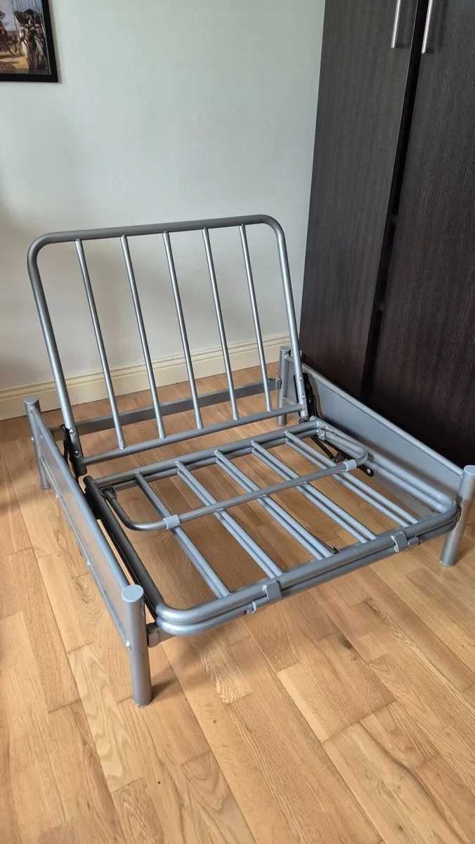 Single Futon Metal Sofa Bed with Mattress - Image 3
