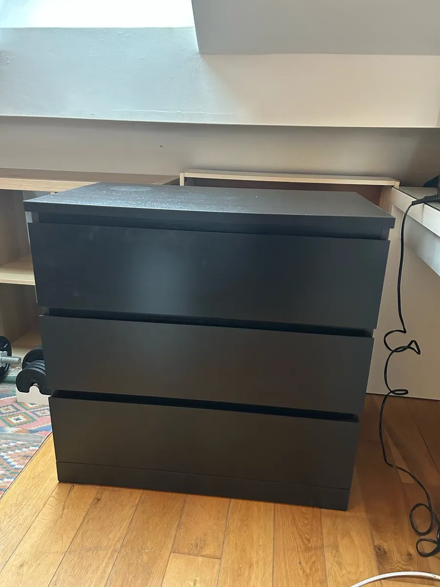 IKEA Malm chest of 3 drawers - Black - Image 1