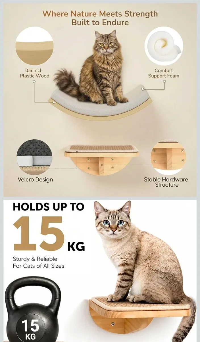 Cat wall mounted bed and steps - Image 2