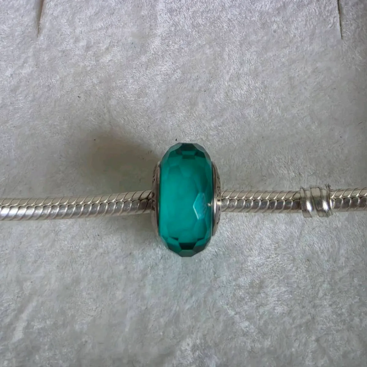Pandora teal fascinating faceted murano Clcharm - Image 1