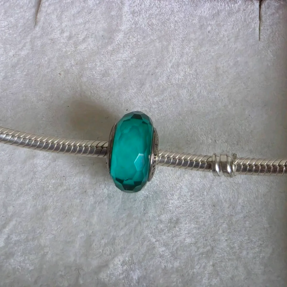 Pandora teal fascinating faceted murano Clcharm - Image 3