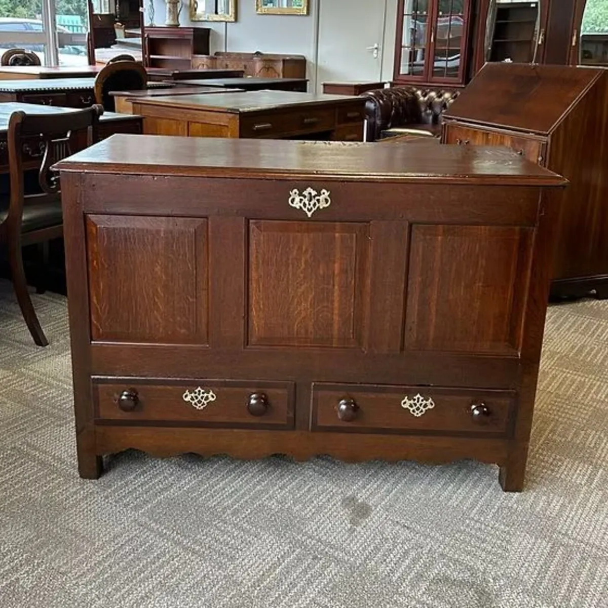 Traditional antique solid oak Jacobean coffer
