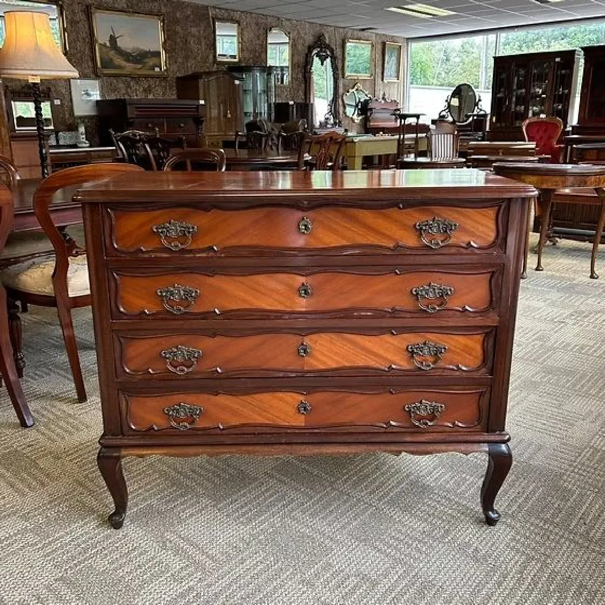 French-style, mid 19th century walnut with mahogan
