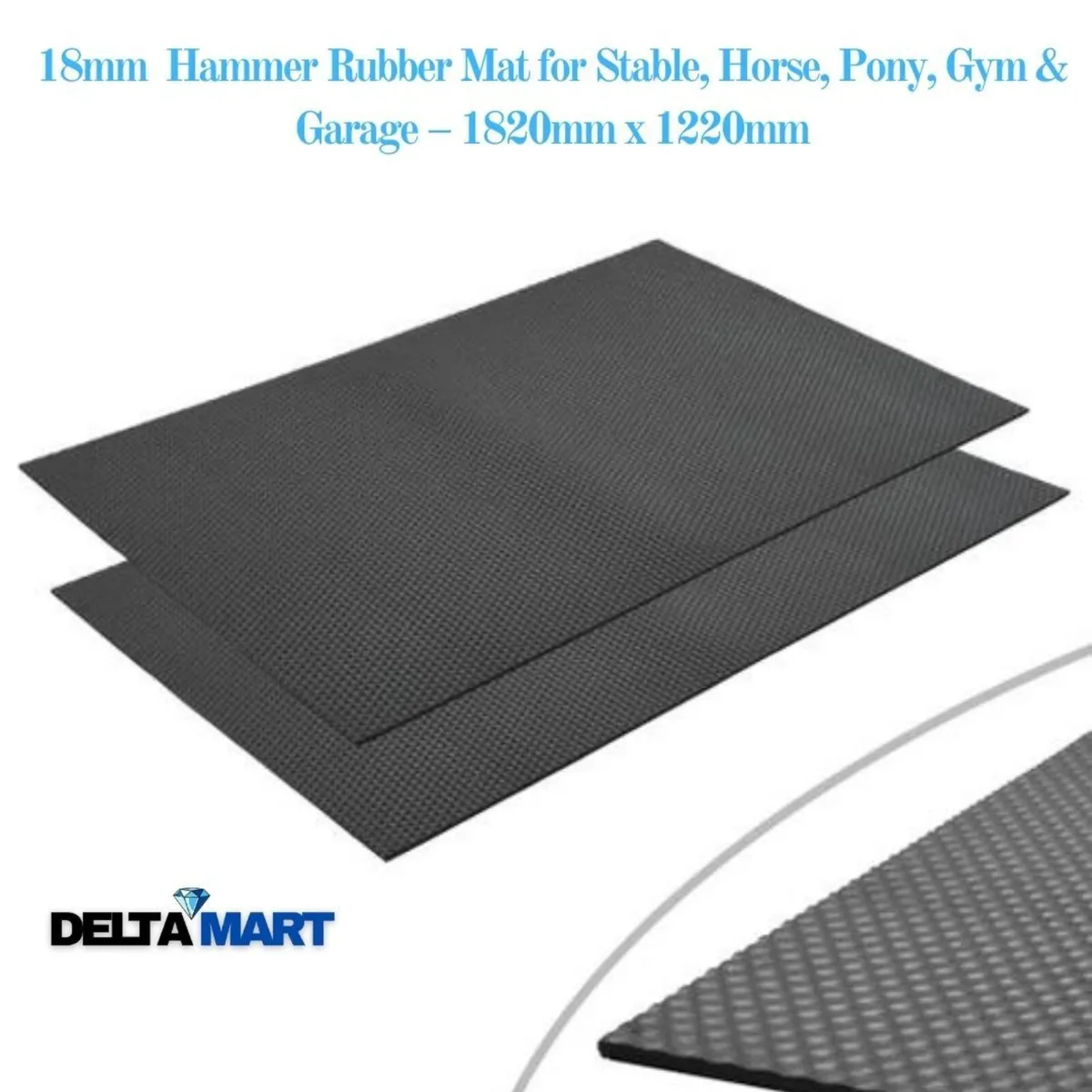 6ft x 4ft x 12mm Heavy Duty Hammer Top Rubber Mat - Image 1