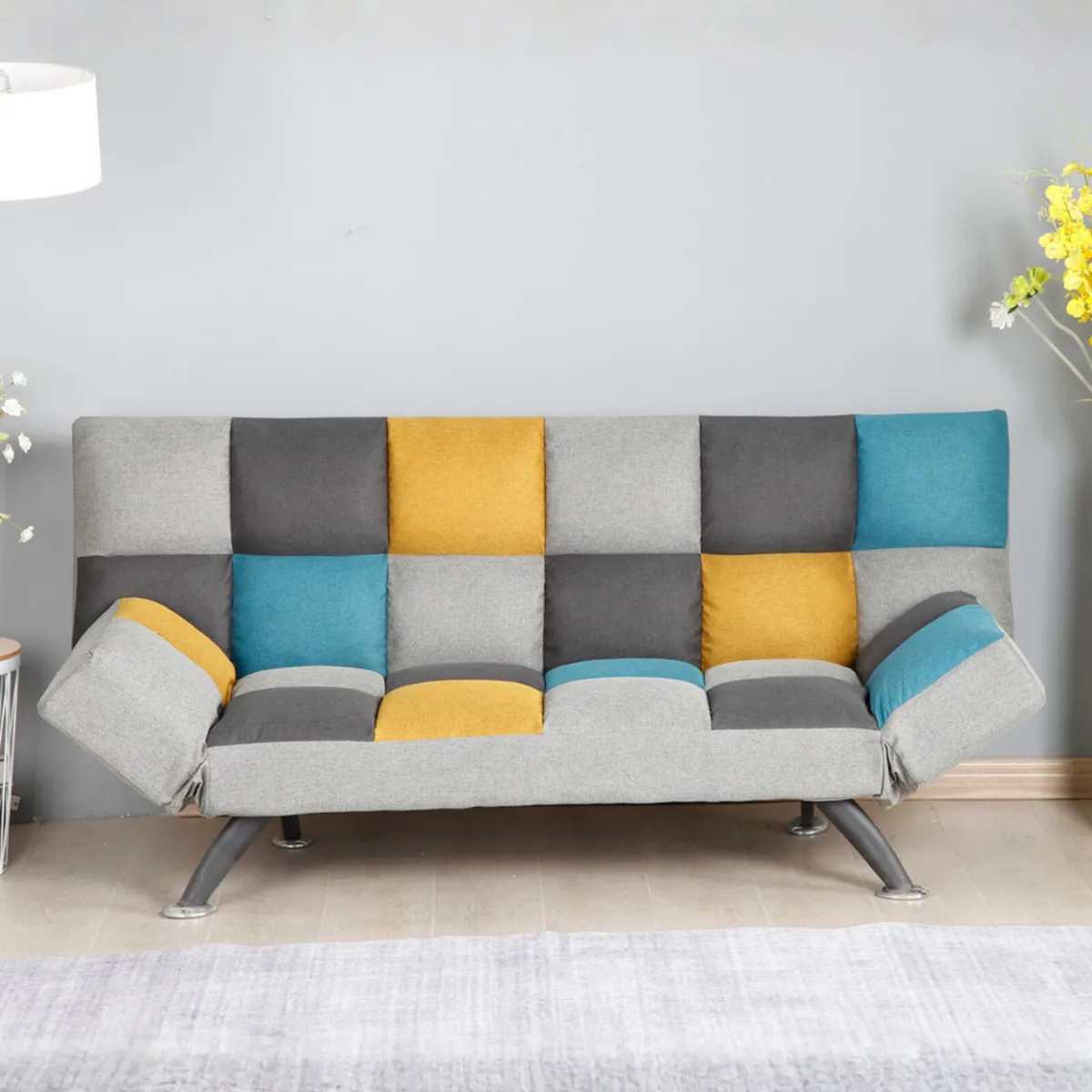 Brand new Boston blue grey yellow sofa bed - Image 2