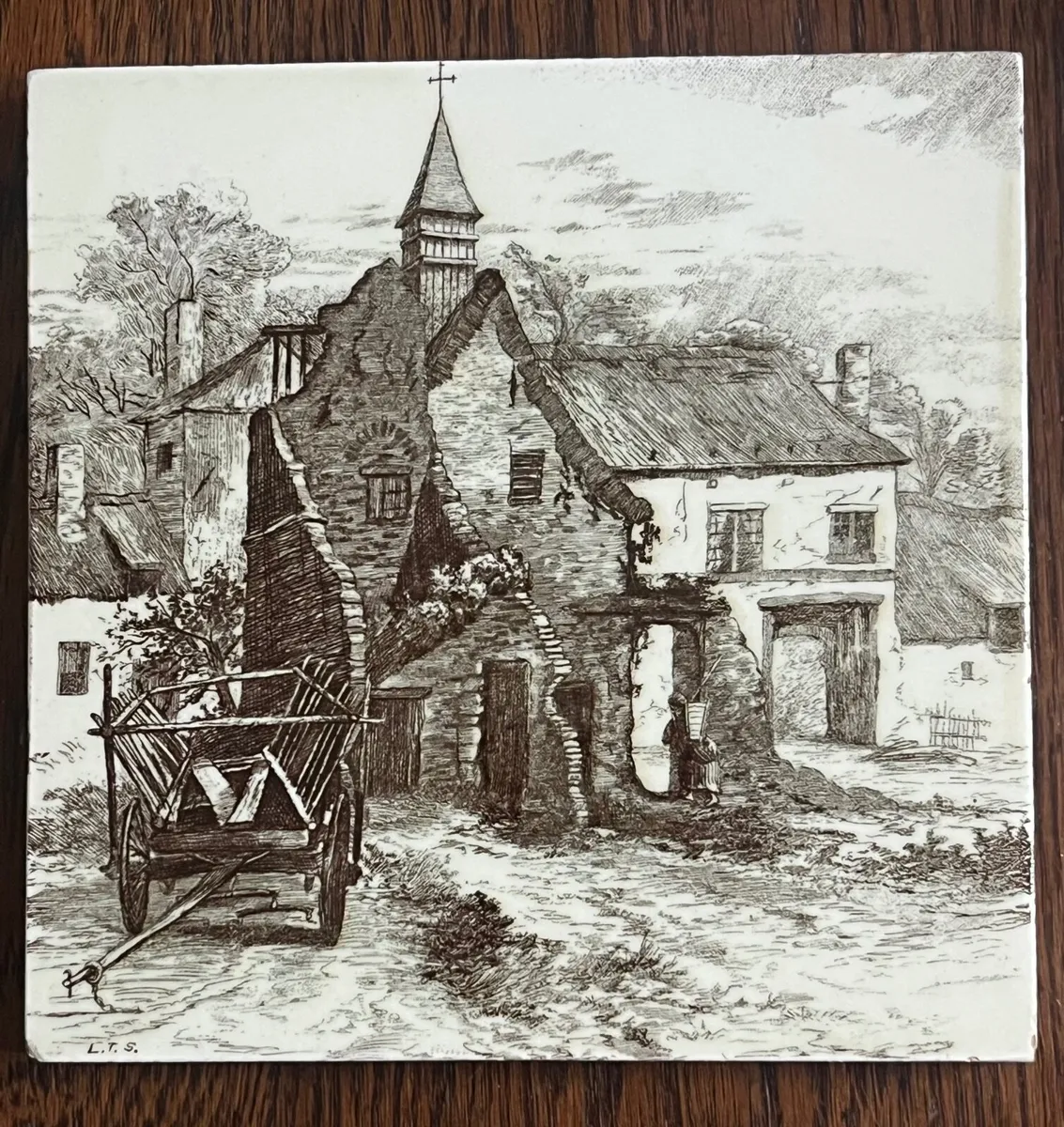 Set of 6 Antique Minton 'The Views' VictorianTiles - Image 3