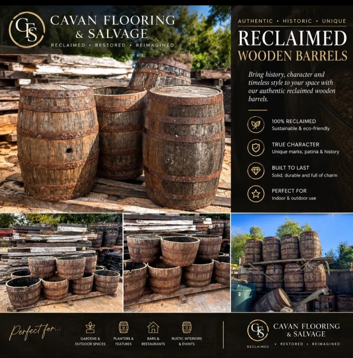 🍷 AUTHENTIC RECLAIMED WOODEN BARRELS — FULL OF CH
