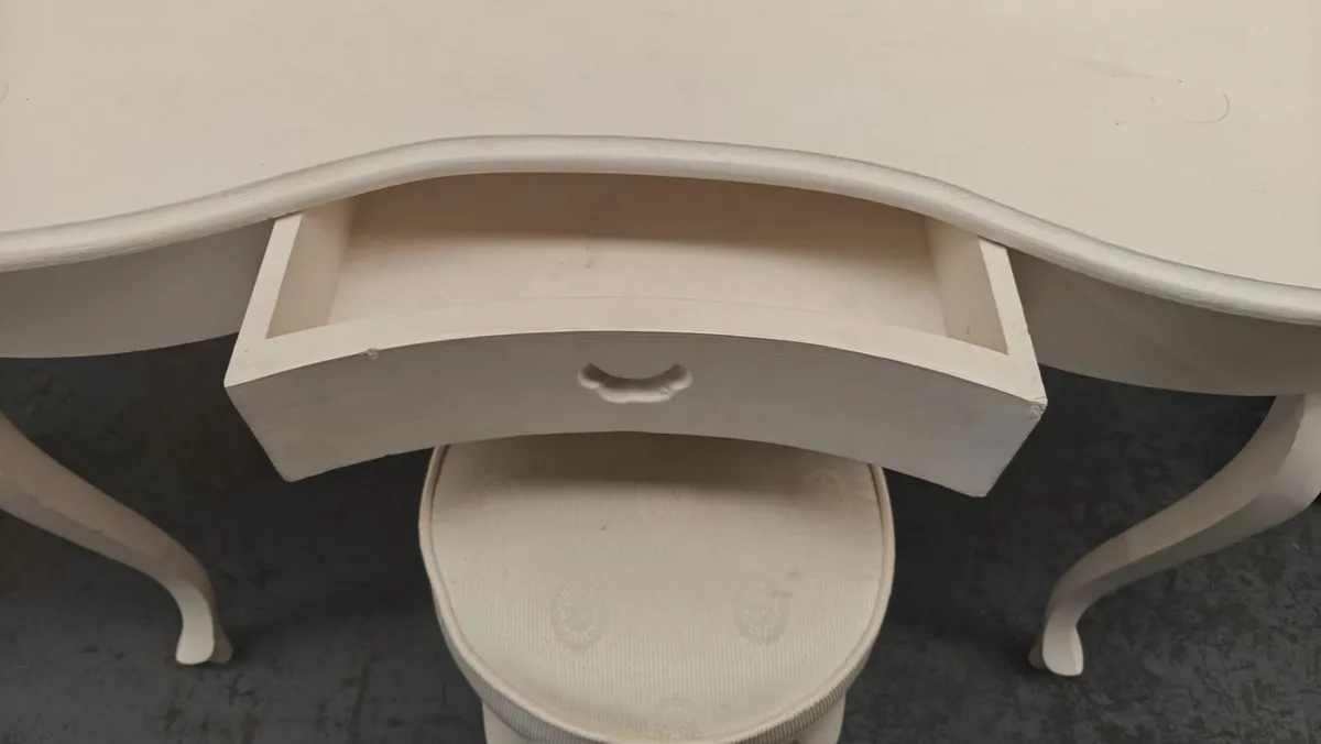 White Dressing Table + Stool - Image 2