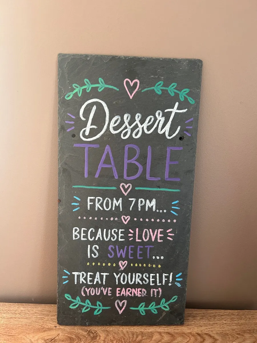 Hand-Painted Dessert Table Slate - Image 1