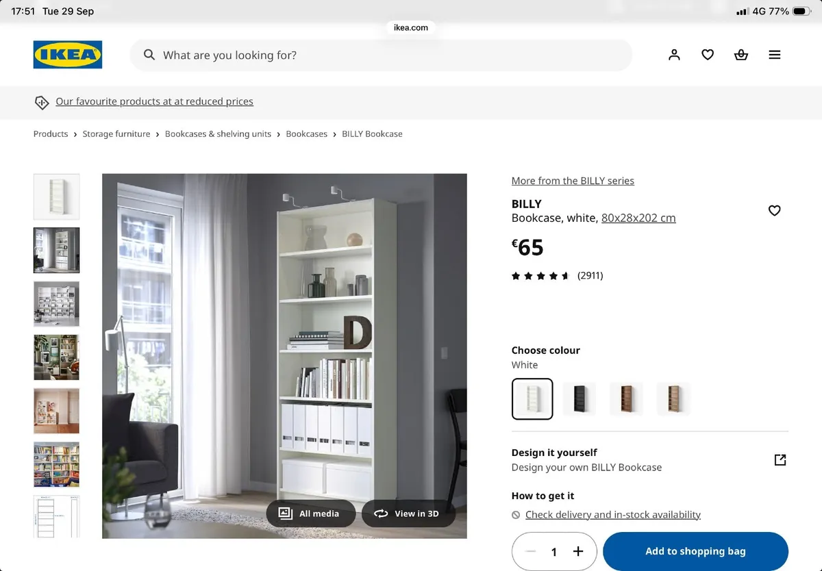 White Ikea billy bookcase. - Image 1