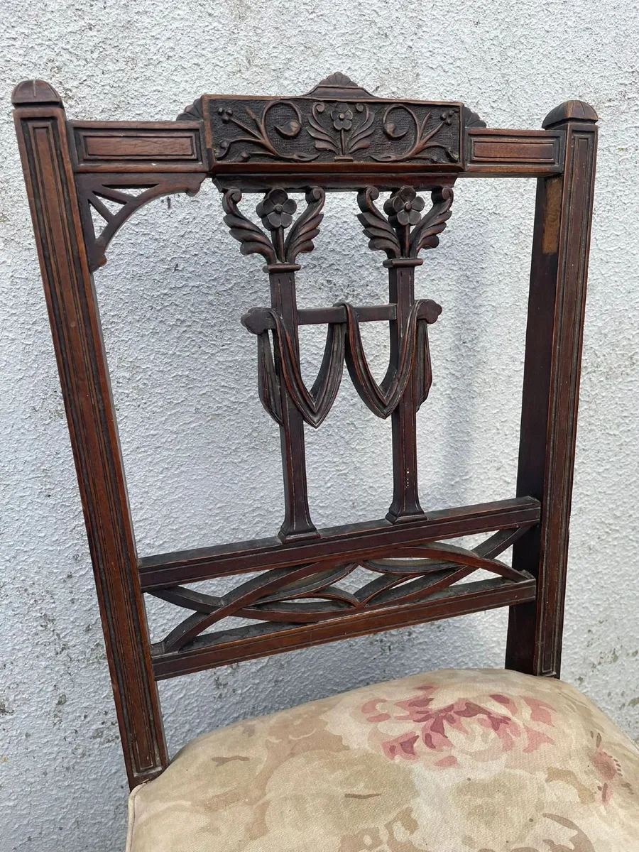 Carved Antique Edwardian/Aesthetic Movement Chair - Image 2