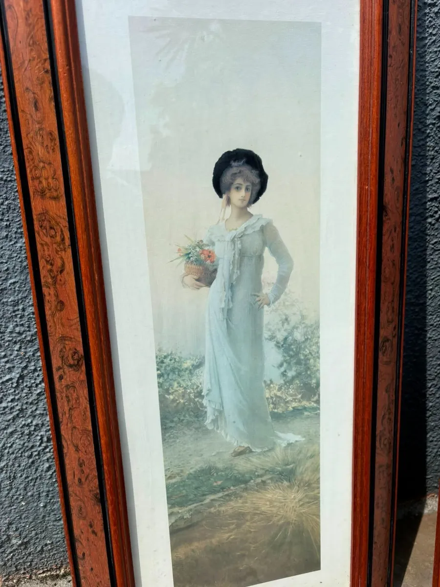 Pair of Tall Framed Prints - Edwardian Ladies - Image 2