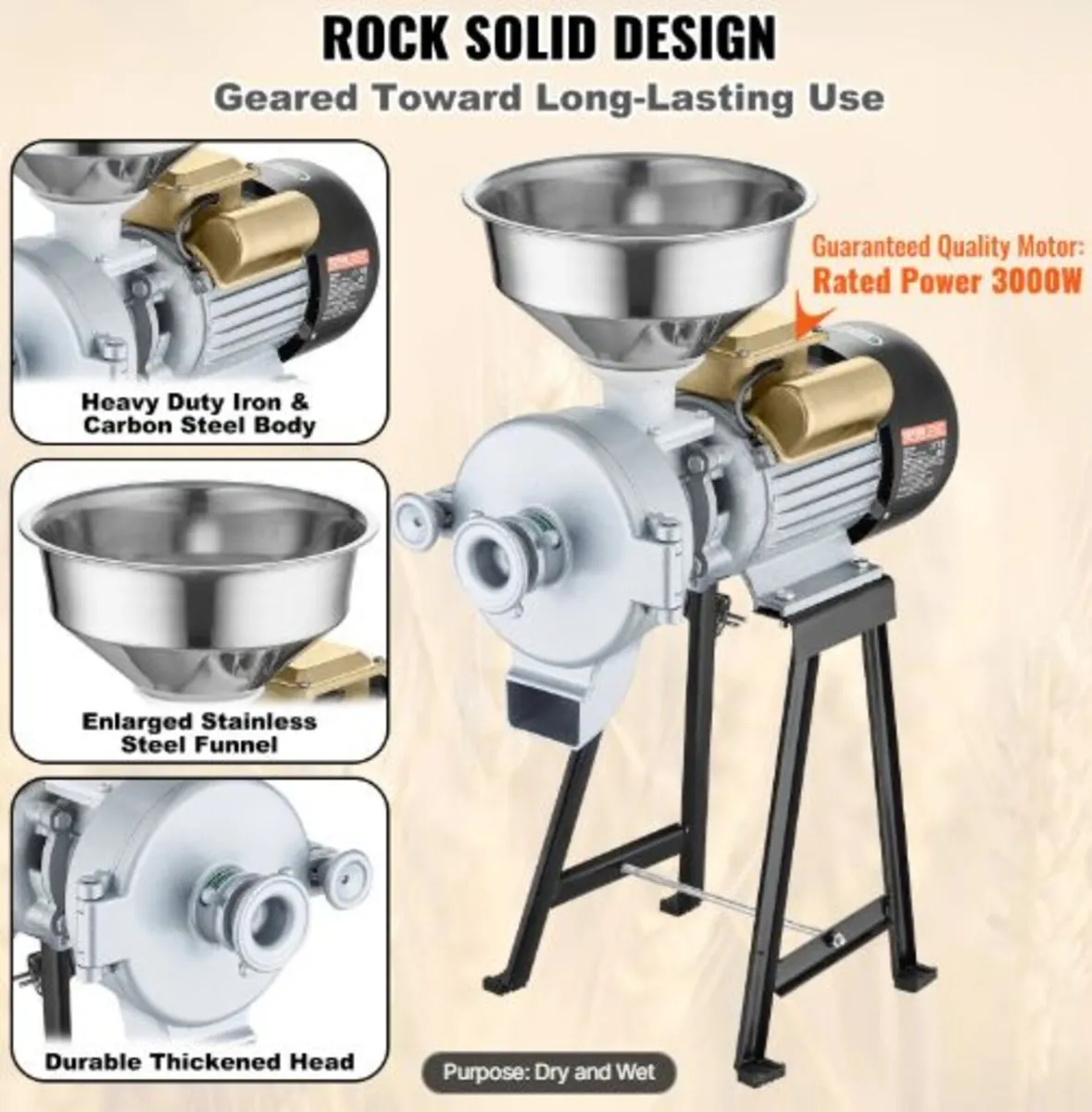 Electric Grain Mill Grinder, 3000W Spice Grinders, - Image 3
