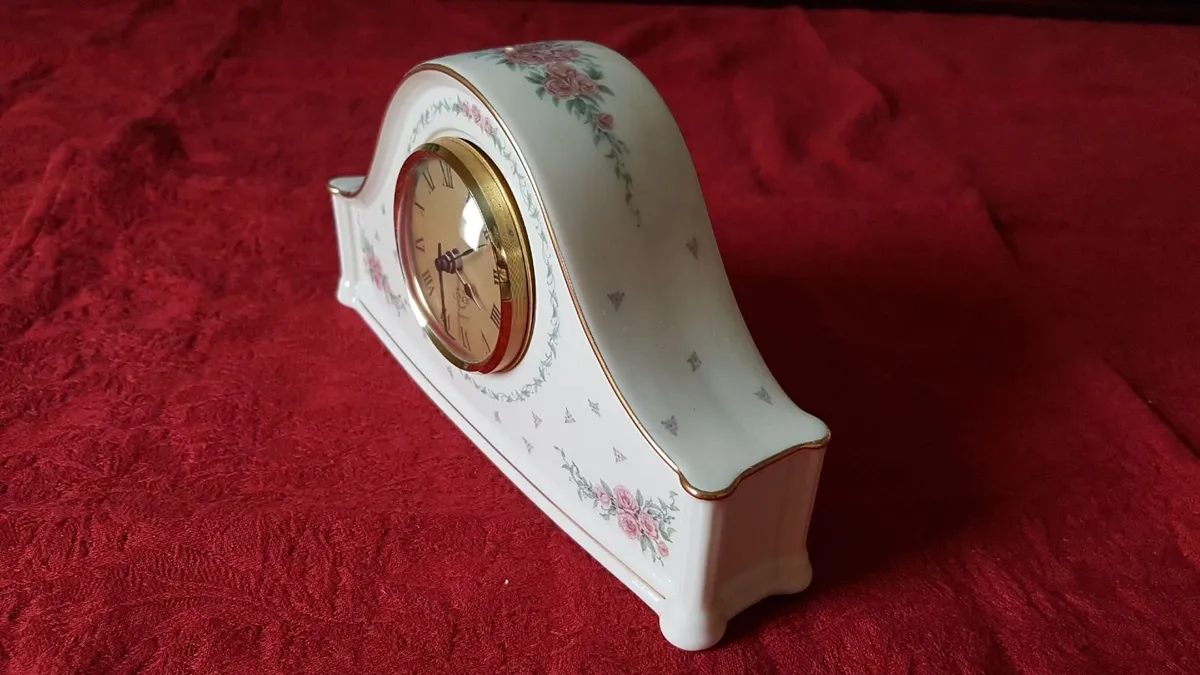 Lenox Porcelain Floral Mantle Clock Made In USA - Image 4