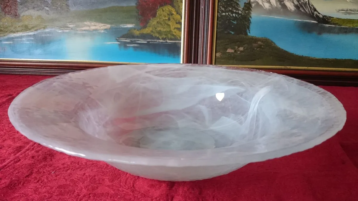 15.25" Wide Murano Style Centerpiece Glass Bowl - Image 1