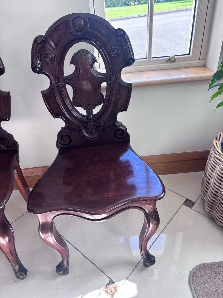Pair of hall antique chairs - Image 3