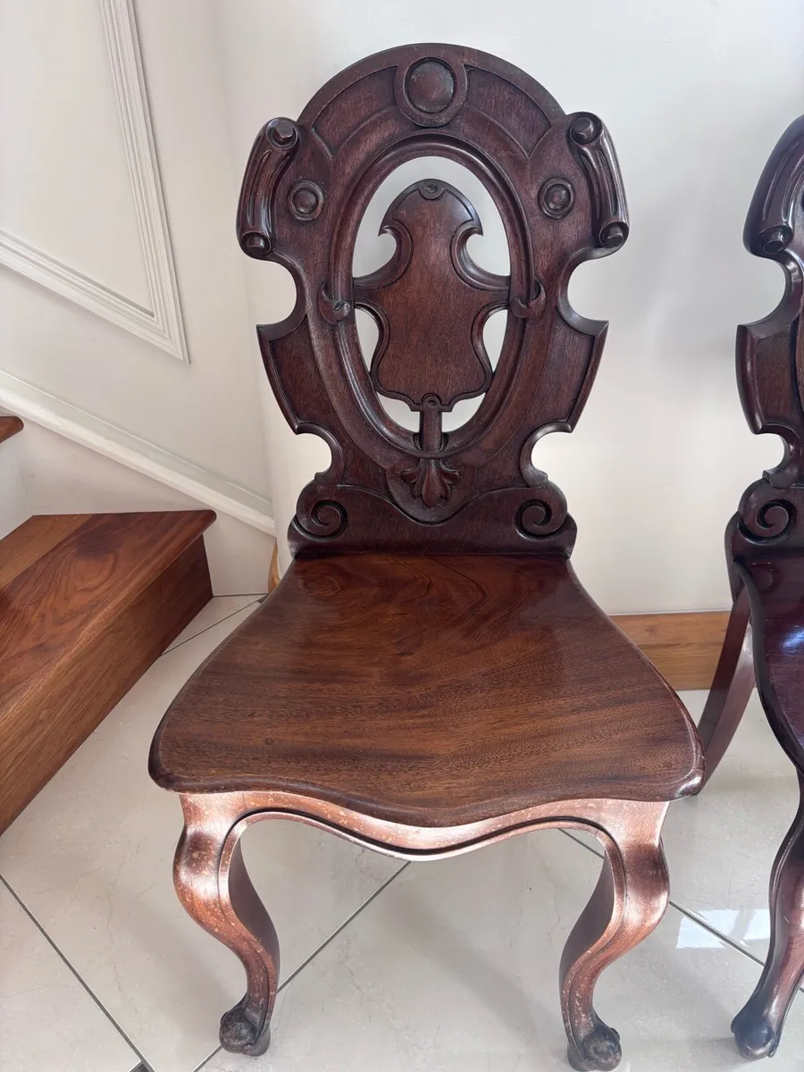 Pair of hall antique chairs - Image 4