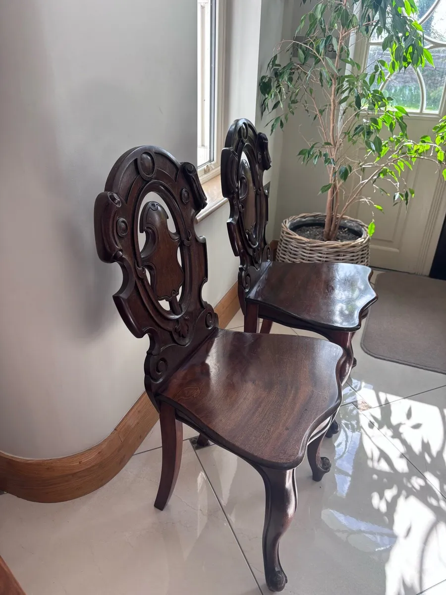 Pair of hall antique chairs - Image 2