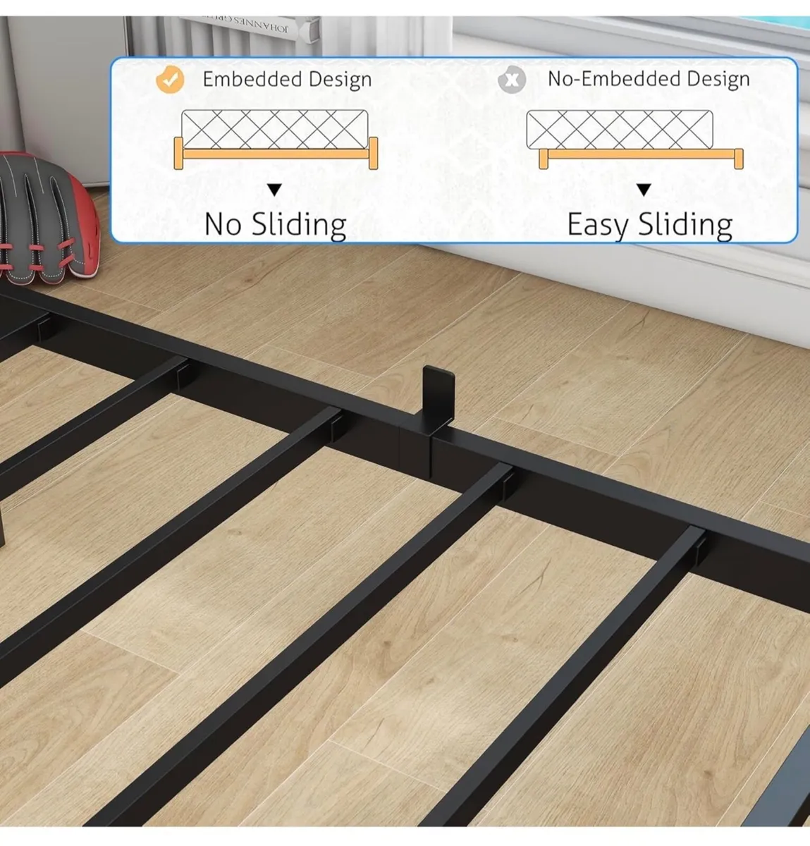 Single Bed Frame with Storage,Heavy Duty Single Me - Image 2