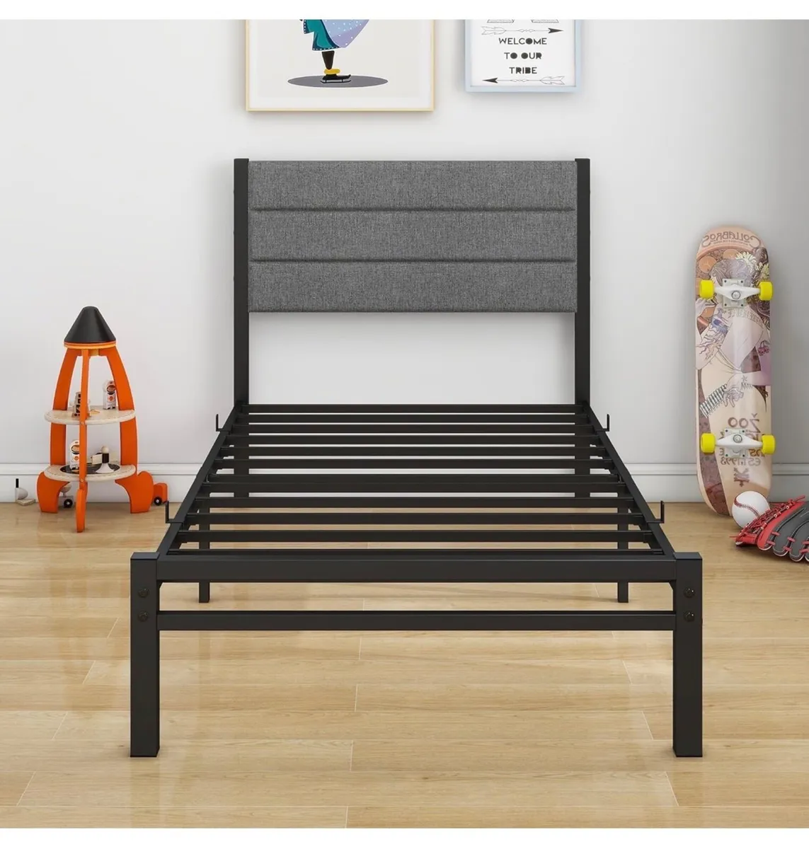 Single Bed Frame with Storage,Heavy Duty Single Me - Image 3