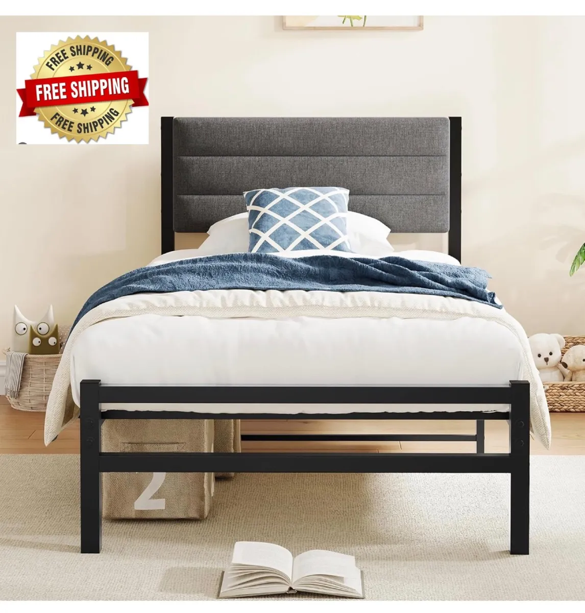 Single Bed Frame with Storage,Heavy Duty Single Me - Image 1