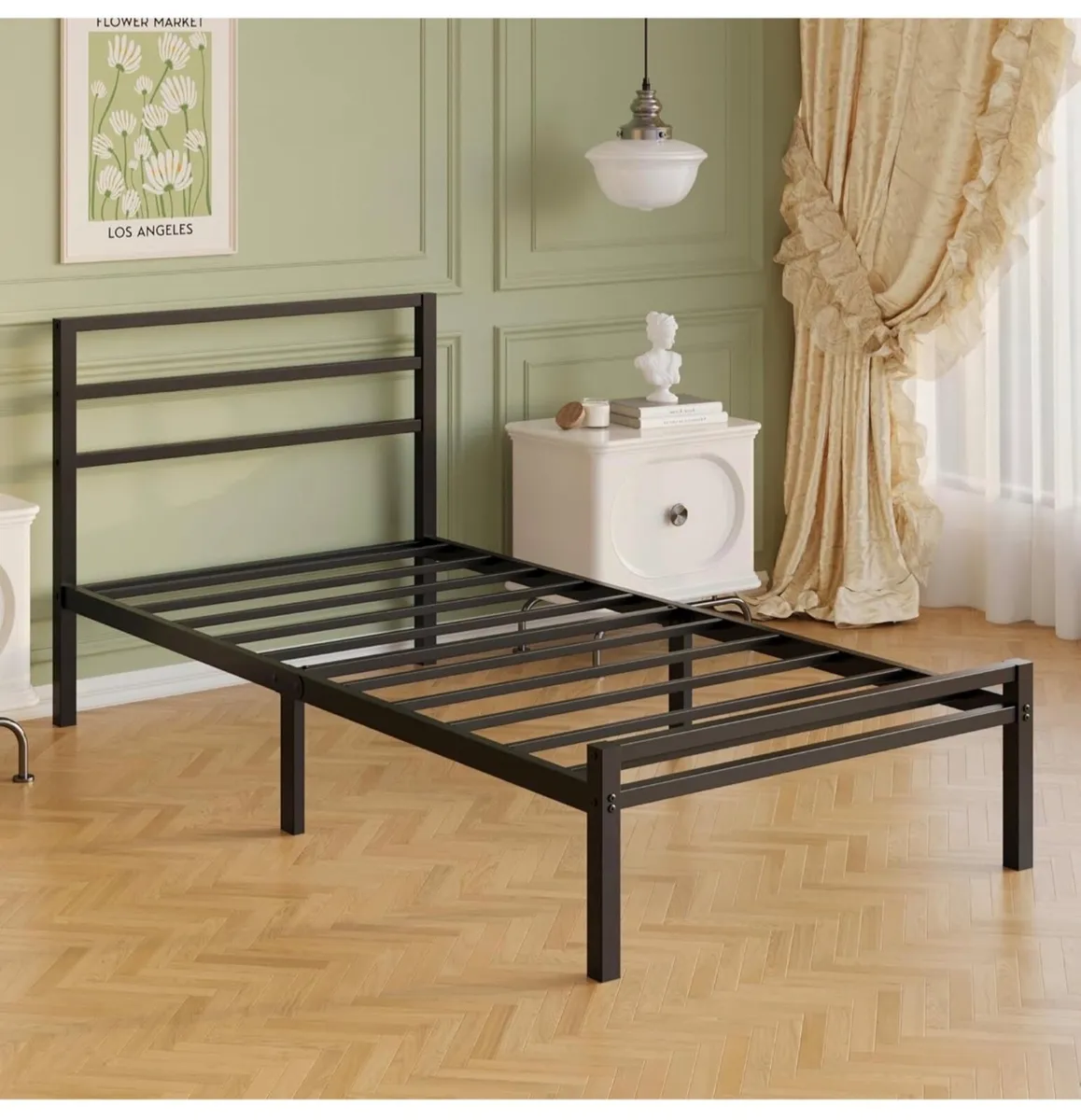 Metal Single Bed Frame with Headboard and Footboar - Image 3