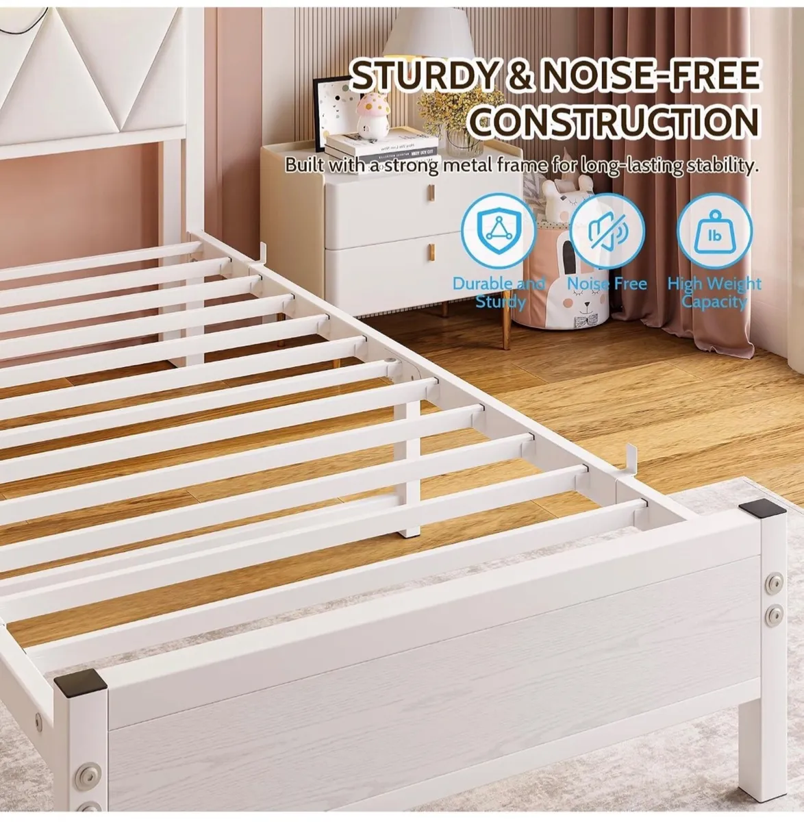 Single Bed with LED Lights & USB Charging, 90x190c - Image 2