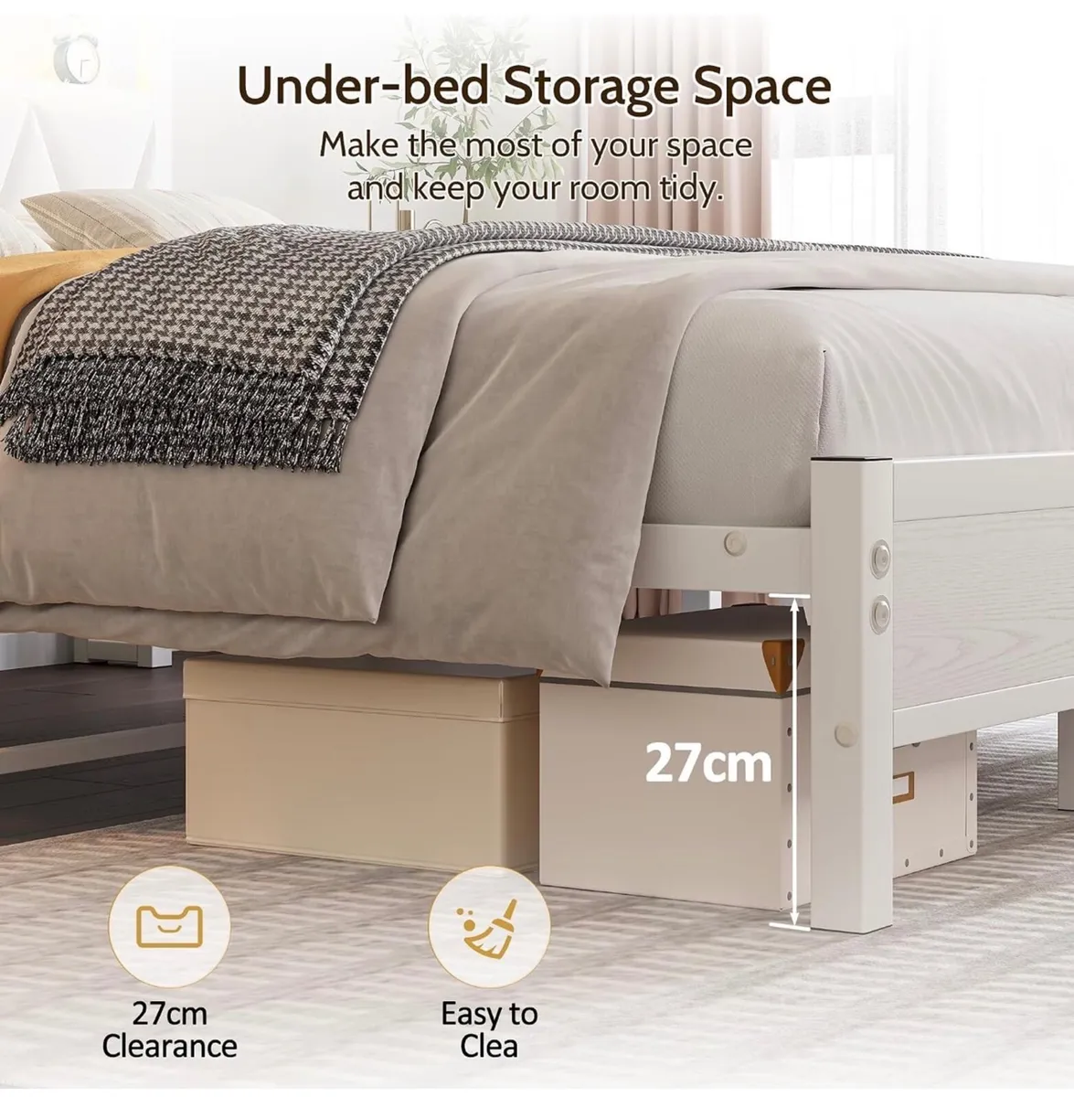 Single Bed with LED Lights & USB Charging, 90x190c - Image 3