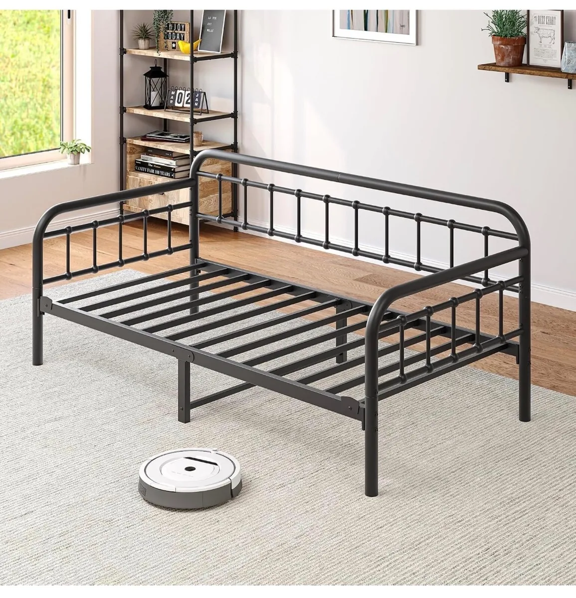 Metal Daybed Frame, 3ft Single 90x190cm Black Sofa - Image 3