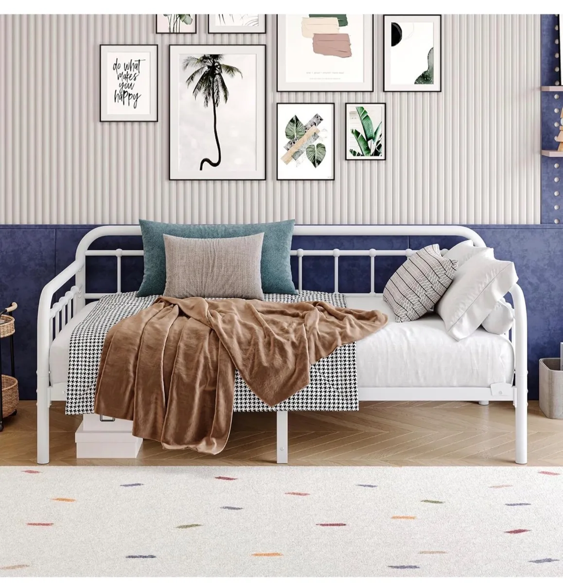 Metal Daybed Frame 90x190cm,3ft Single Sofa Bed,He - Image 4