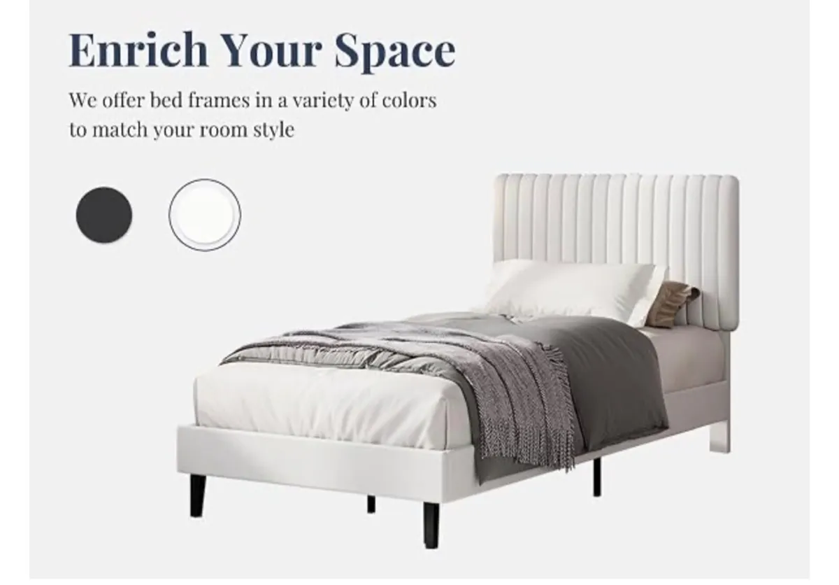 Single Bed Frame, 90 x 190 cm, Upholstered Bed wit - Image 2