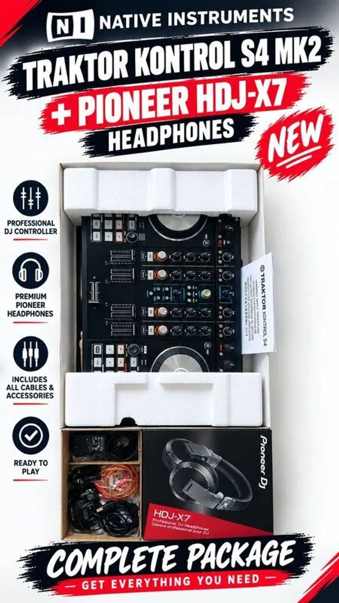 NEW Native Instruments Traktor Kontrol S4 MK2 + Pioneer HDJ-X7 Professional DJ Headphones - Image 1