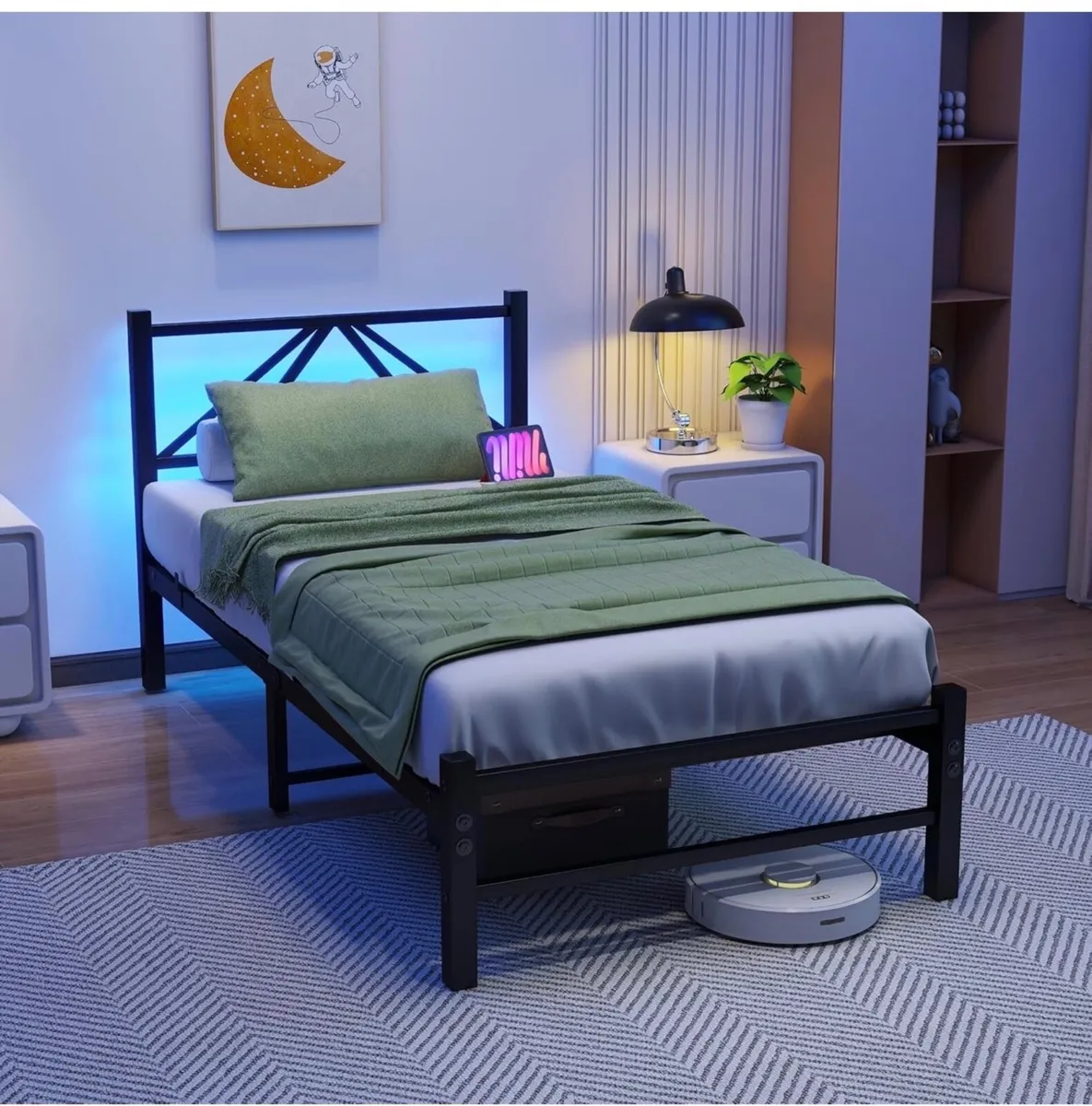 Single Bed Frame with Charging Station and LED Hea - Image 4