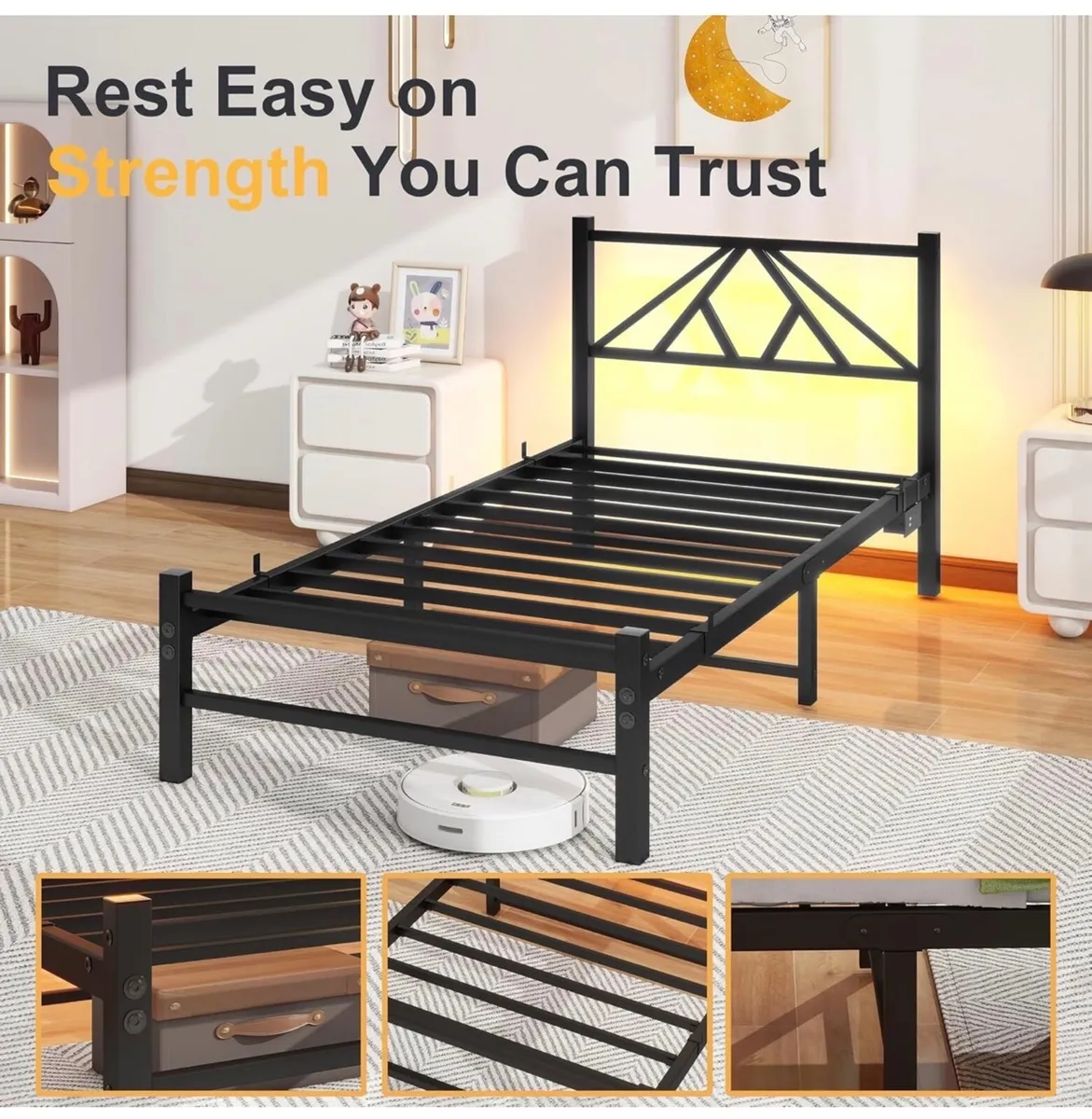 Single Bed Frame with Charging Station and LED Hea - Image 2
