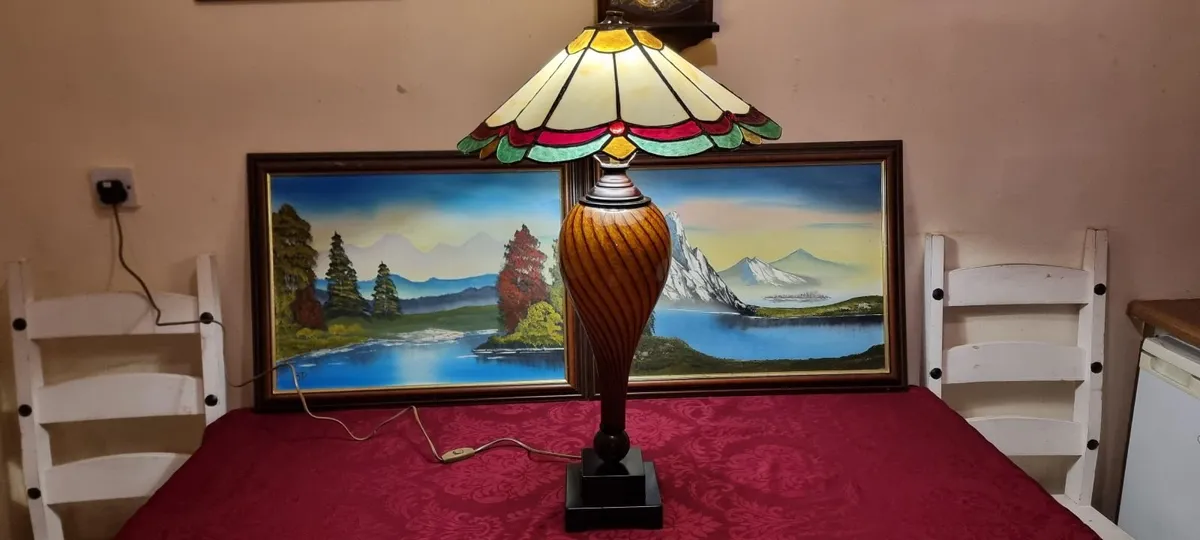 30" Tall Art Deco Tiffany Style Large Table Lamp - Image 1