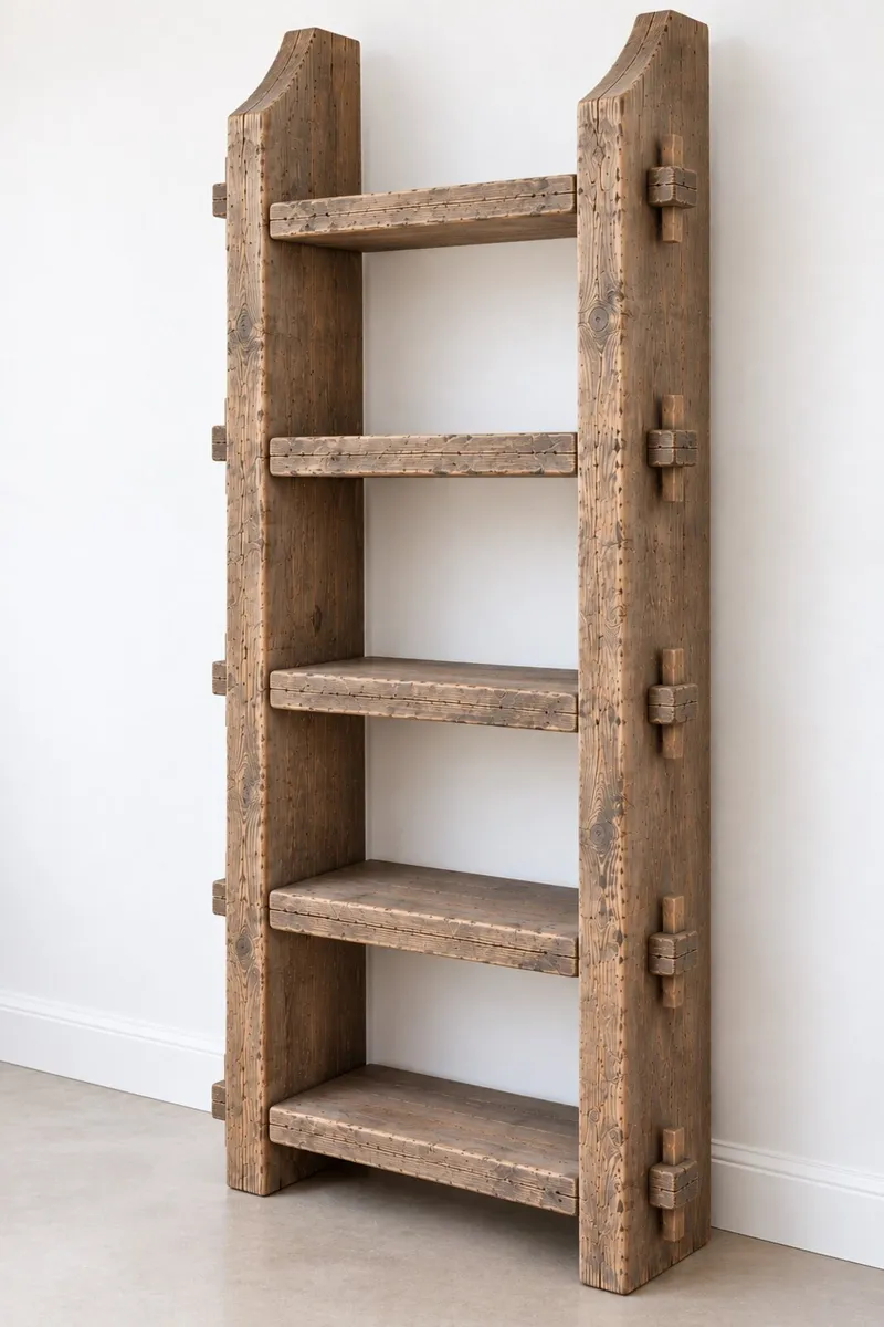 Handmade Rustic Wood 8ft Shelving Unit - Image 1