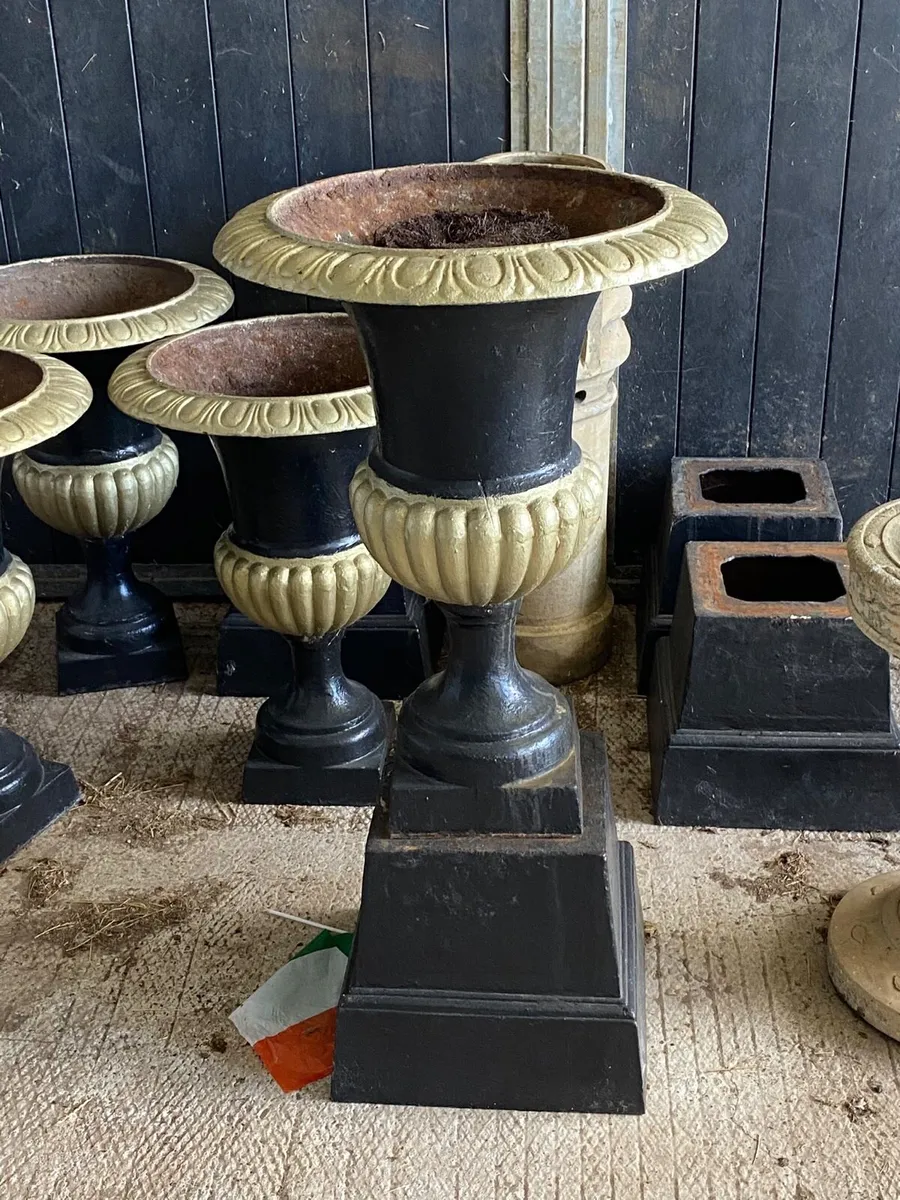 Irish cast iron urns - Image 3
