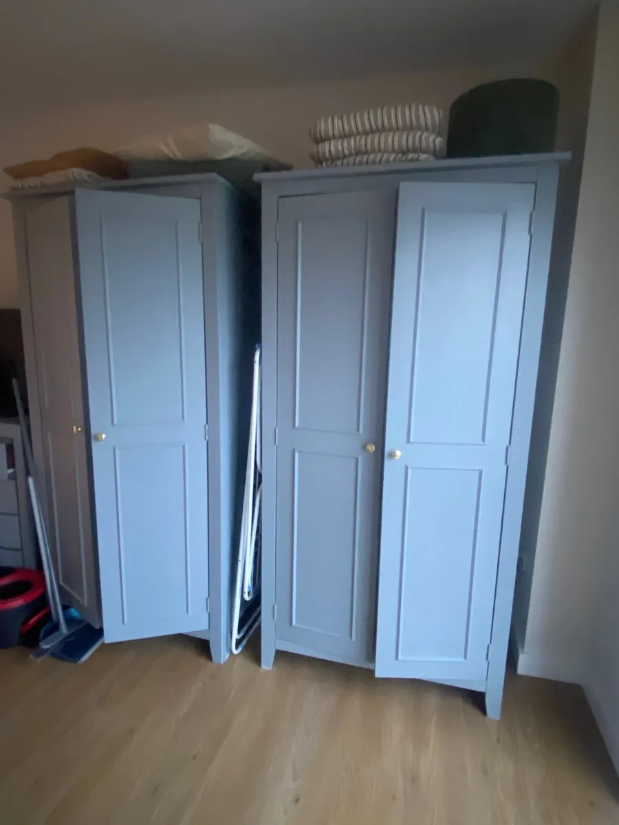 2 Solid Wooden Wardrobes – Painted Grey – €180 Pai - Image 1