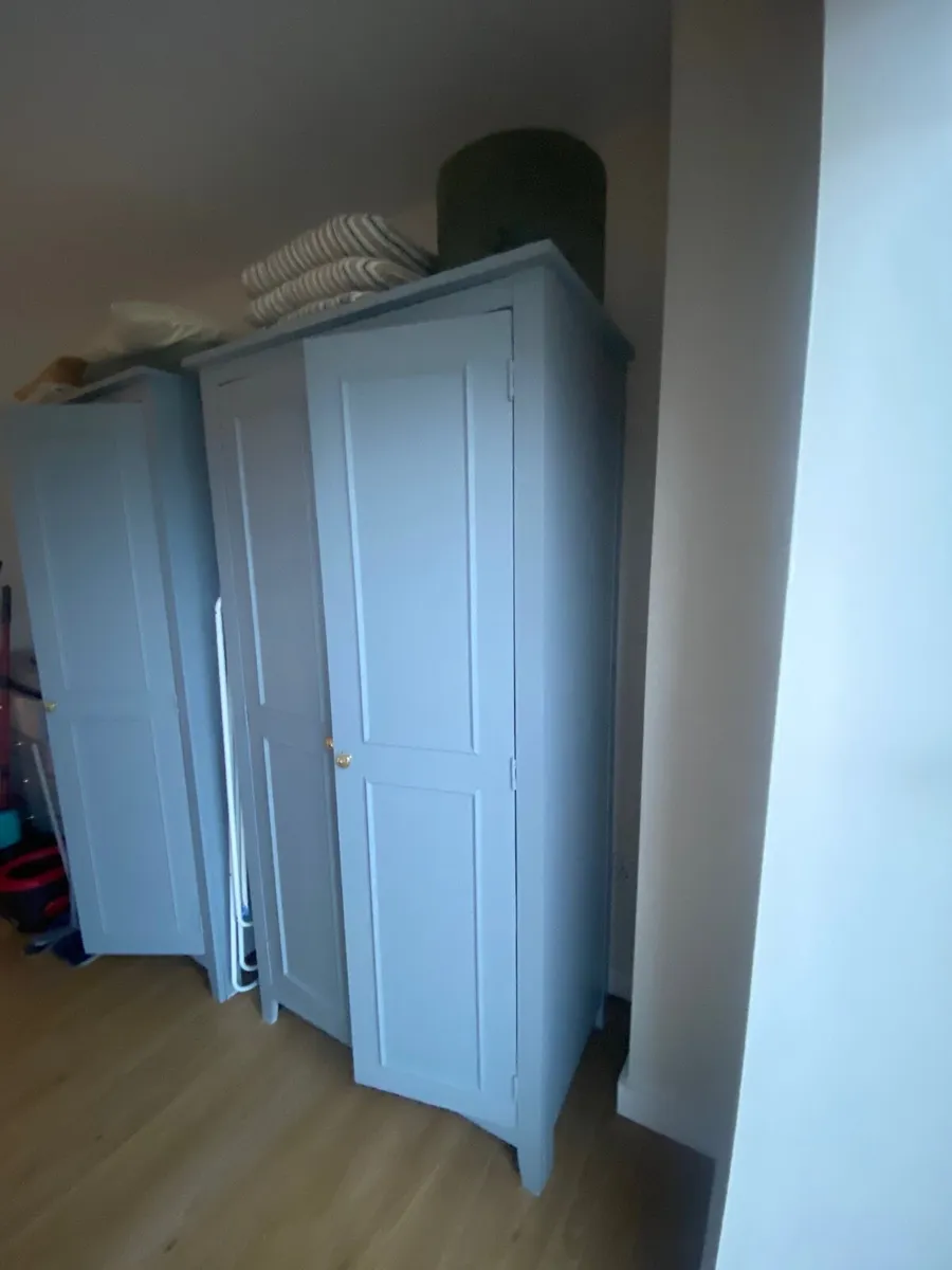 2 Solid Wooden Wardrobes – Painted Grey – €180 Pai - Image 3