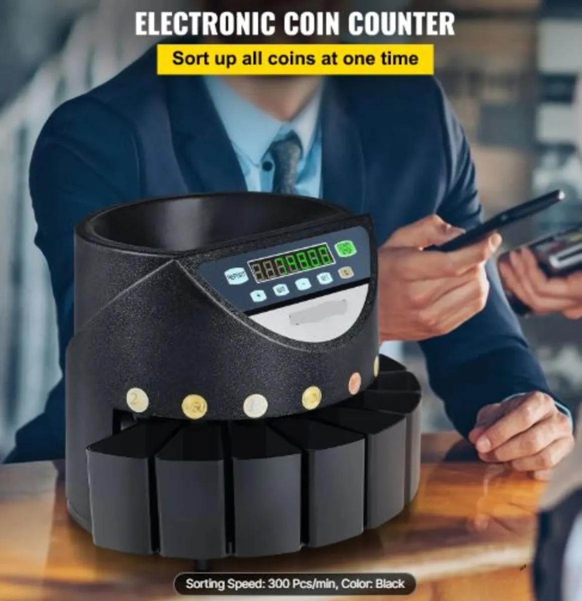 Euro Coin Counter Sorter 500-1000 Coins Electroni - Image 2