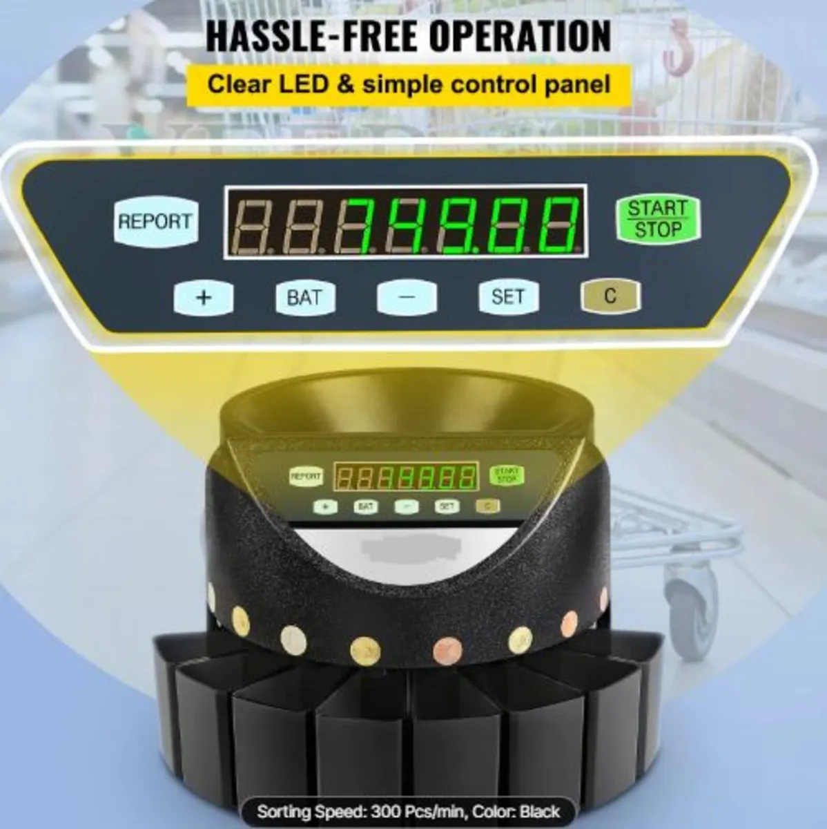 Euro Coin Counter Sorter 500-1000 Coins Electroni - Image 3