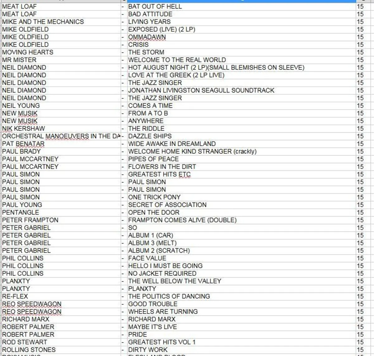 HUGE COLLECTION VINYL RECORDS 70s 80s - €15 each - Image 1
