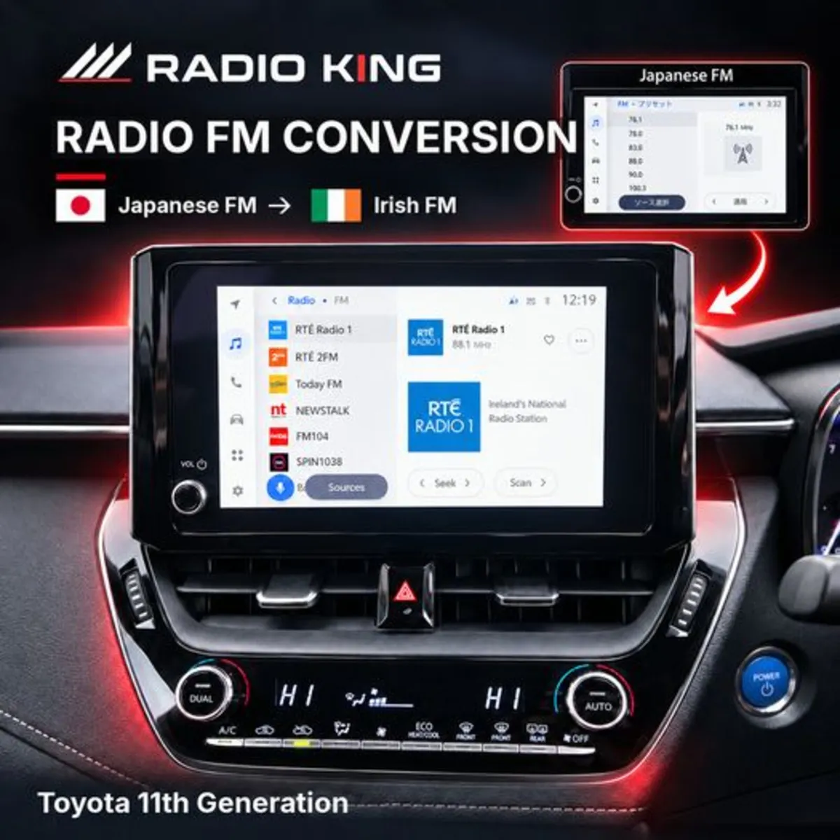 Toyota 11th Gen Japanese Radio to Irish FM Convers