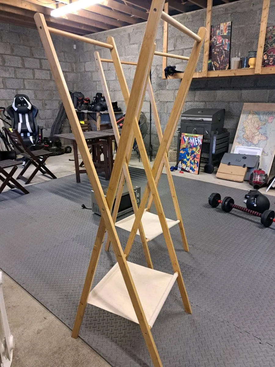 2 Wooden Clothes Stands - Image 1