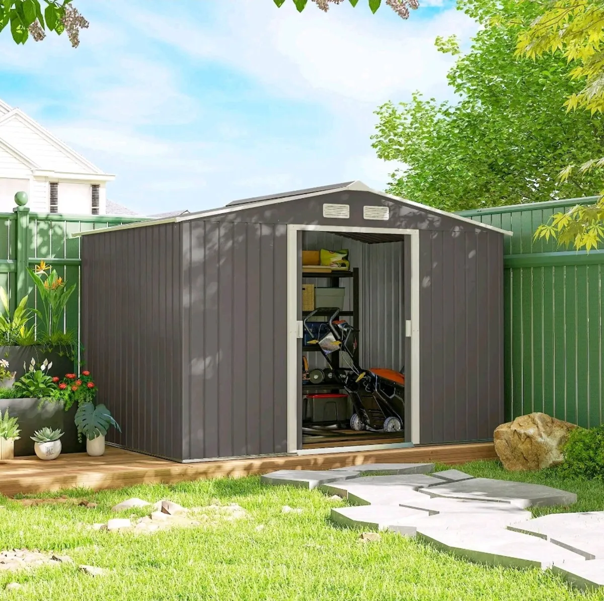 New 9 x 6ft Garden Metal Storage Shed - Image 3