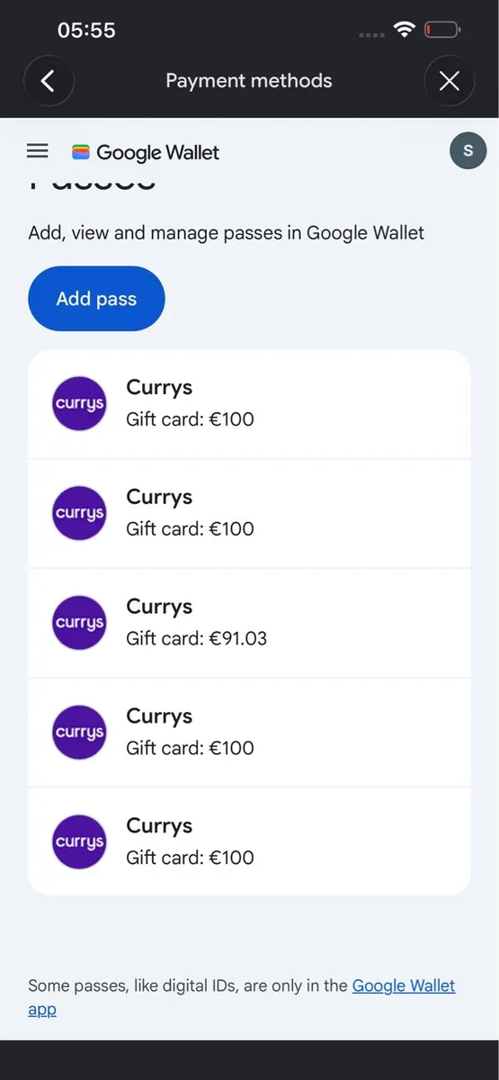 Curry’s gift card