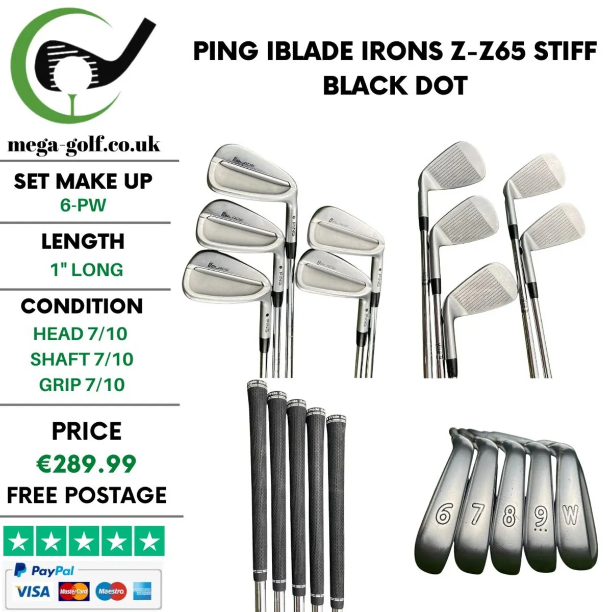Ping iBlade Irons / 6-Pw / Z-Z65 Stiff / Black Dot - Image 1