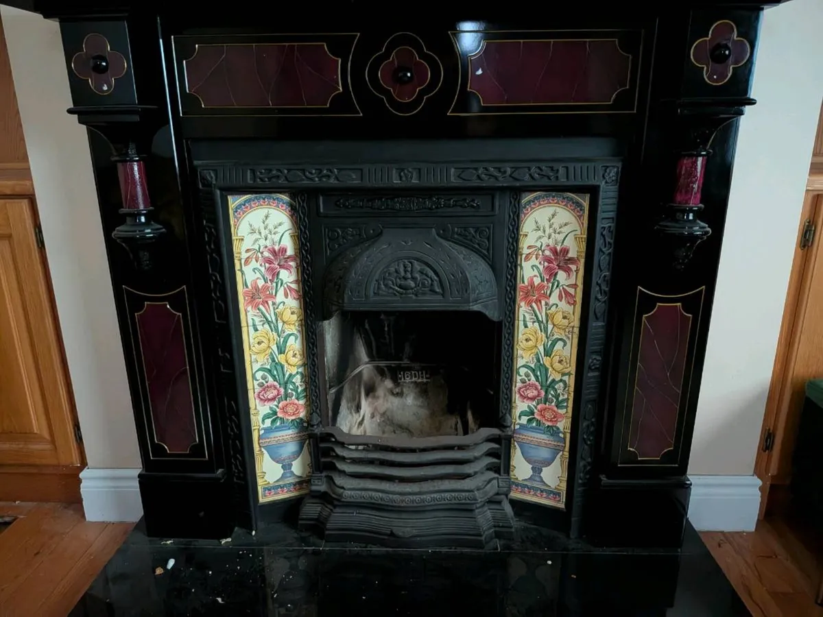 Antique fireplace & fireplace set - Image 2