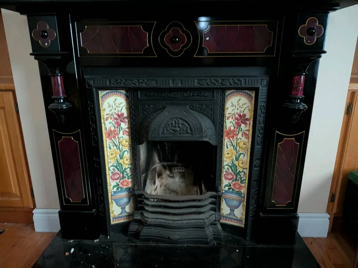 Antique fireplace & fireplace set - Image 3