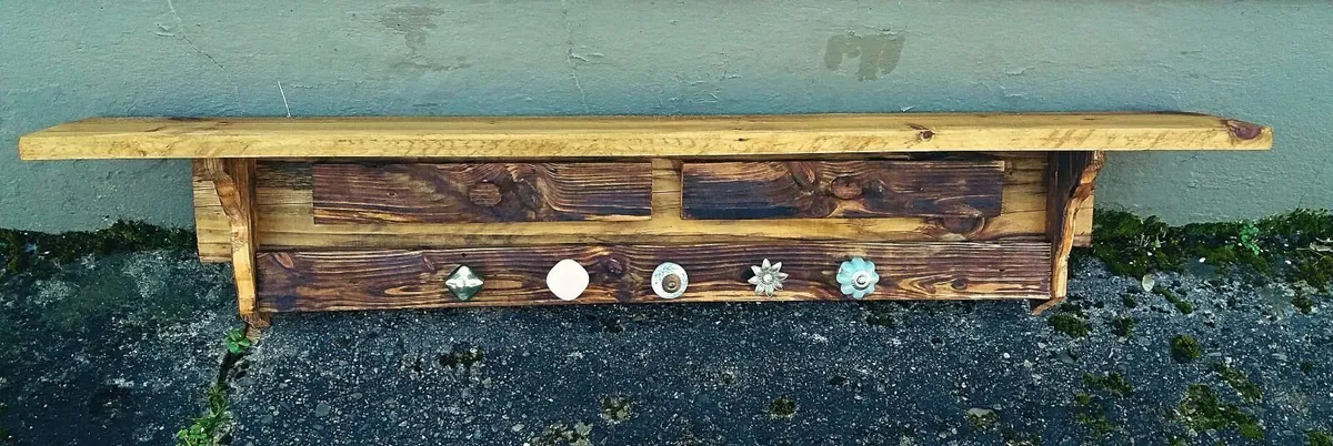 Rustic Coat Rack / Stove Mantle / Shelf - Image 2